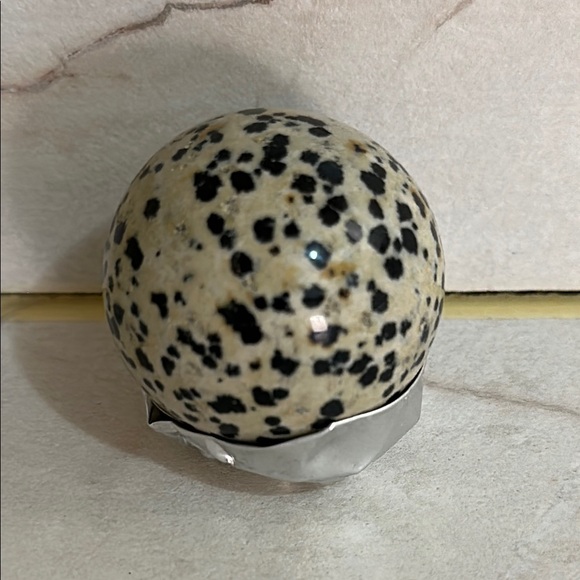 Speckled Dalmatian Jasper crystal sphere. - Picture 2 of 3